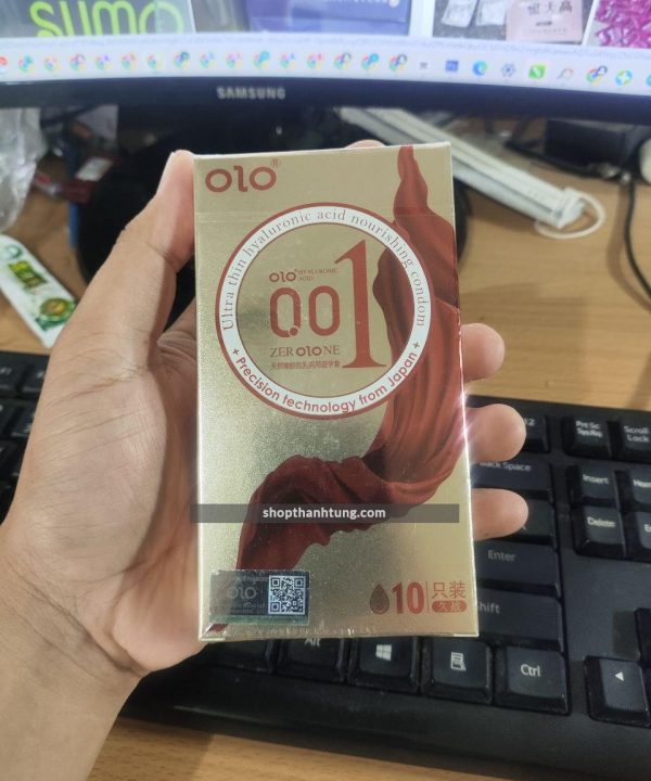 Bao cao su OLO Red Thin 001 Square Gold GaGan noi dac biet Gel boi tron goc nuoc keo dai thoi gian Hop 10 BCS